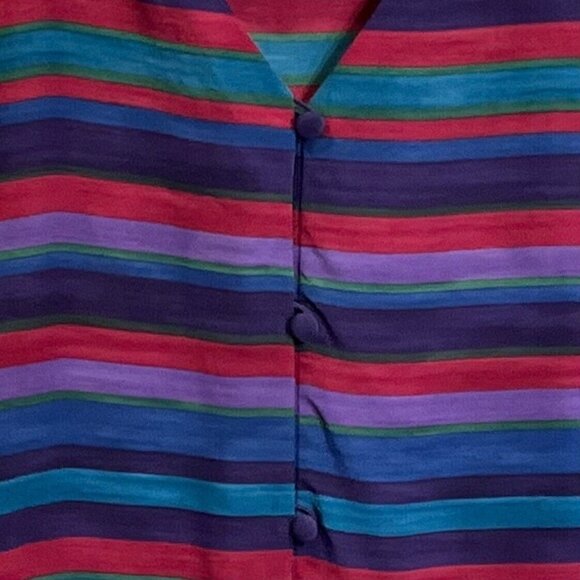 Vtg Talbots Silk Button Blouse Size 10 Petite Multicolor Retro 80s Artsy Unique - Picture 2 of 9
